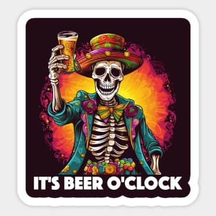 It's Beer O'Clock Design, with White Lettering Sticker